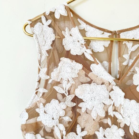 NWT Tracy Reese White Floral Embroidered Half Peplum Dress 10 - Picture 6 of 12